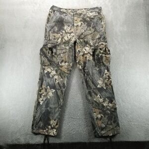 VTG Mossy Oak‎ Pants Mens L Brown Break Up Camo Cargo Ankle Tie Made in USA